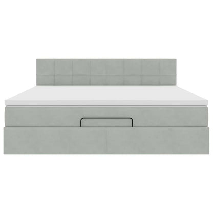vidaXL Ottoman-Bett mit Matratze Hellgrau 180x200 cm Samt