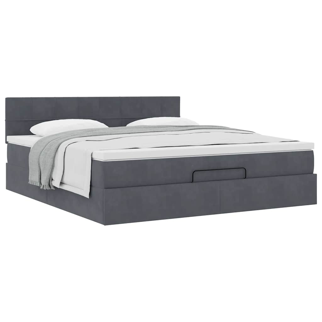vidaXL Ottoman-Bett mit Matratze Dunkelgrau 180x200 cm Samt