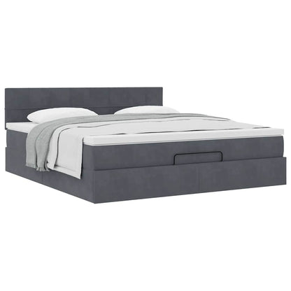 vidaXL Ottoman-Bett mit Matratze Dunkelgrau 180x200 cm Samt