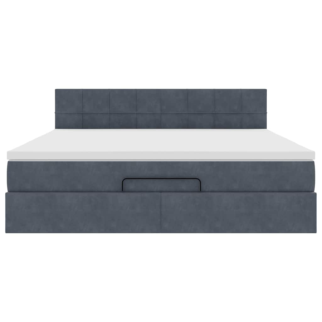 vidaXL Ottoman-Bett mit Matratze Dunkelgrau 180x200 cm Samt