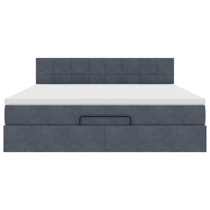 vidaXL Ottoman-Bett mit Matratze Dunkelgrau 180x200 cm Samt