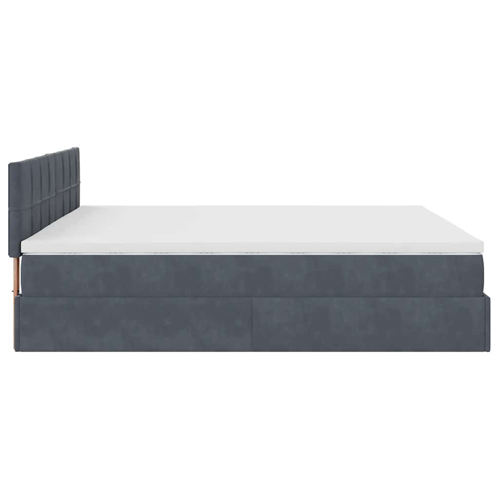 vidaXL Ottoman-Bett mit Matratze Dunkelgrau 180x200 cm Samt