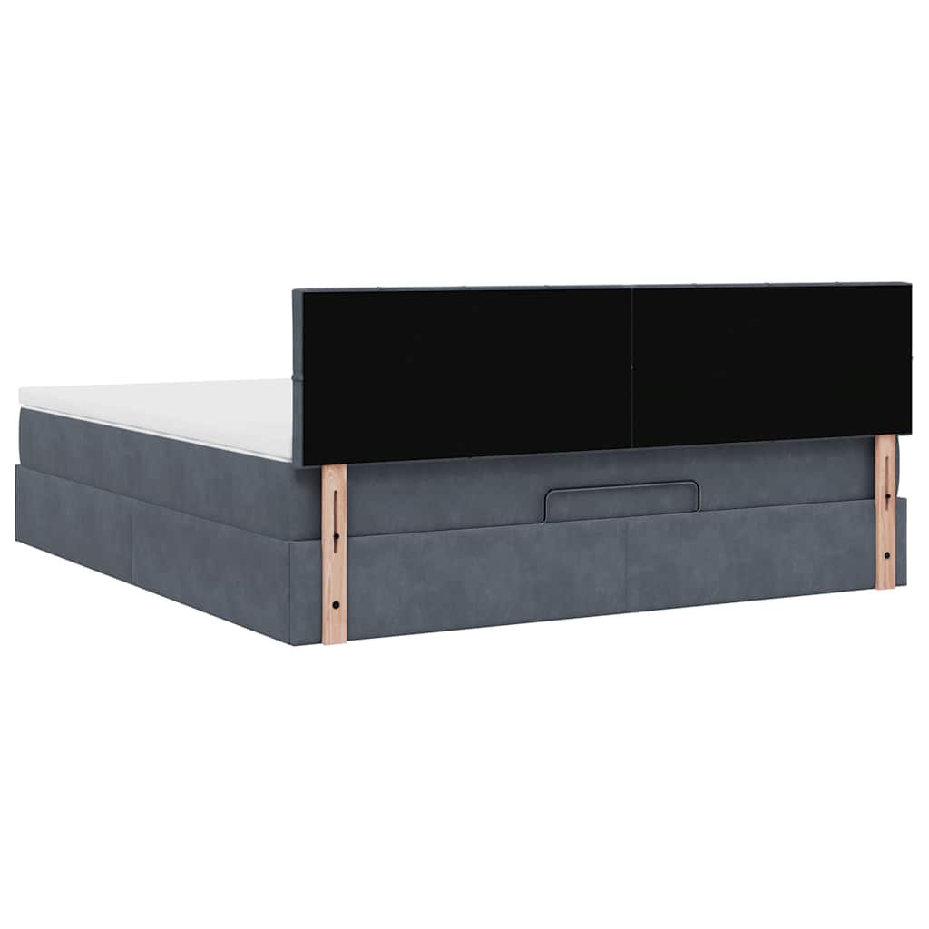 vidaXL Ottoman-Bett mit Matratze Dunkelgrau 180x200 cm Samt