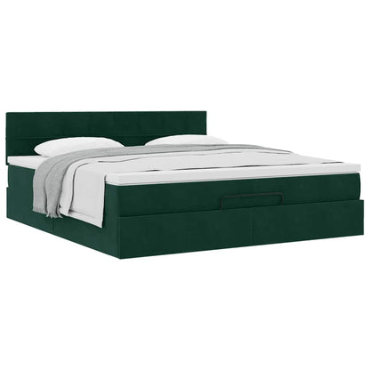 vidaXL Lit ottoman avec matelas Vert foncé 180x200 cm Velours