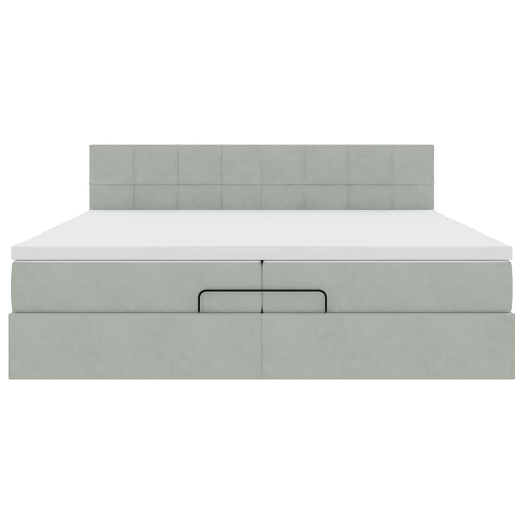 vidaXL Lit ottoman avec matelas gris clair 200x200 cm velours