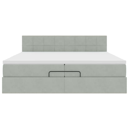 vidaXL Lit ottoman avec matelas gris clair 200x200 cm velours