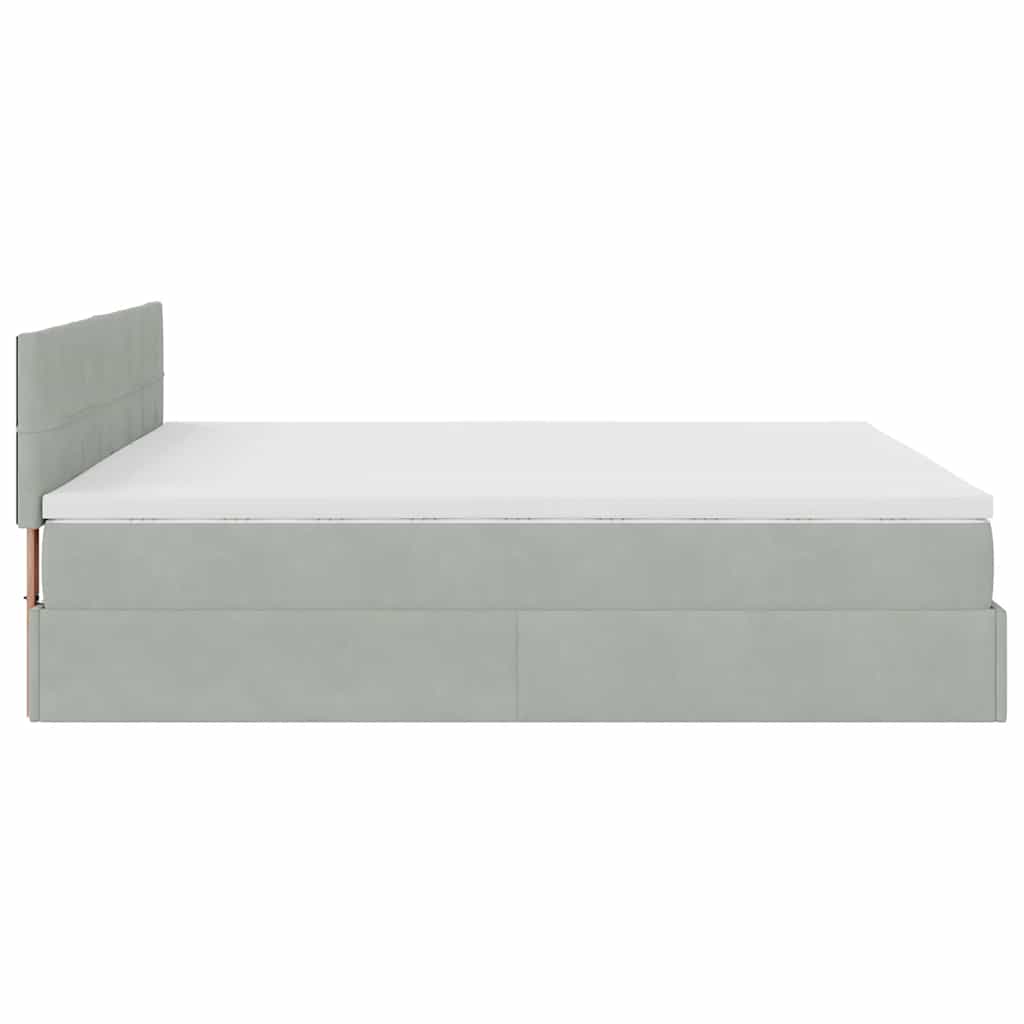 vidaXL Lit ottoman avec matelas gris clair 200x200 cm velours