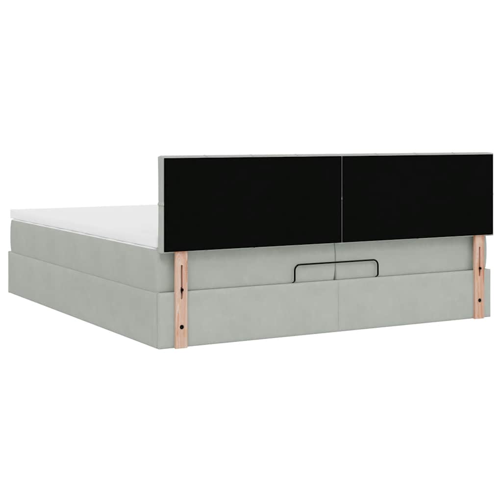 vidaXL Lit ottoman avec matelas gris clair 200x200 cm velours