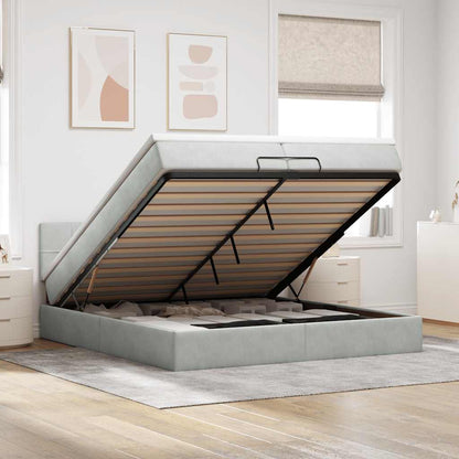 vidaXL Lit ottoman avec matelas gris clair 200x200 cm velours