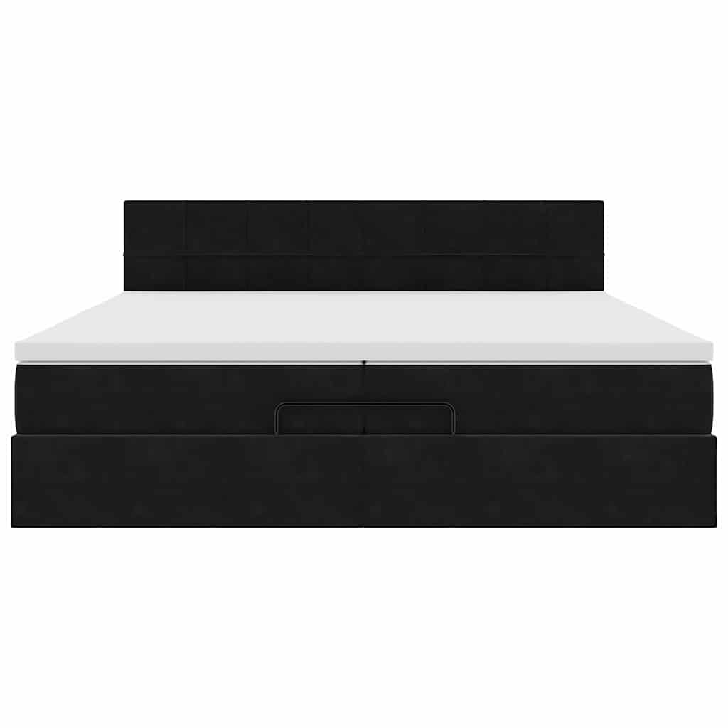 Ottoman-Bett mit Matratze Schwarz 200x200 cm Samt