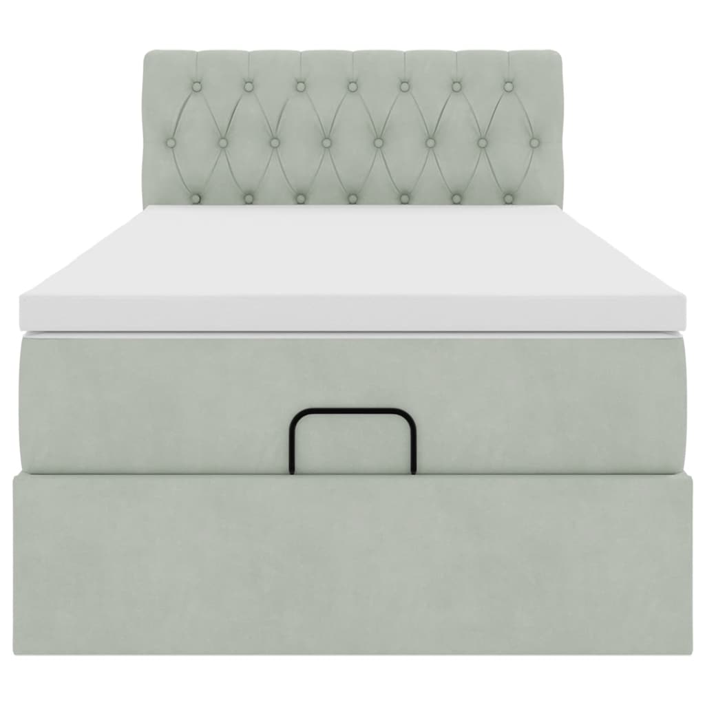vidaXL Ottoman-Bett mit Matratze Hellgrau 80x200 cm Samt