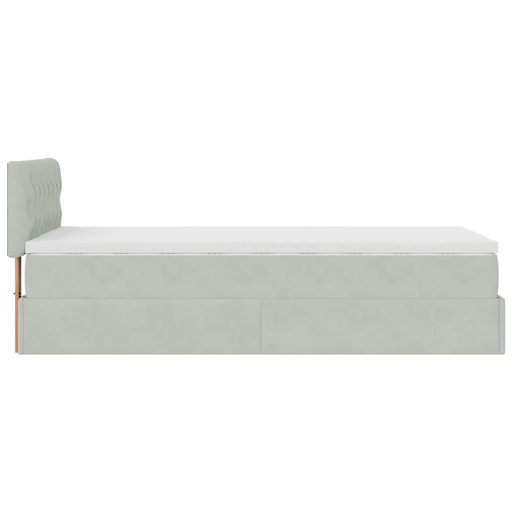 vidaXL Ottoman-Bett mit Matratze Hellgrau 80x200 cm Samt