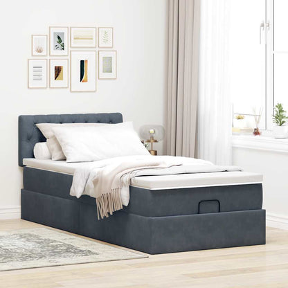 vidaXL Ottoman-Bett mit Matratze Dunkelgrau 80x200 cm Samt