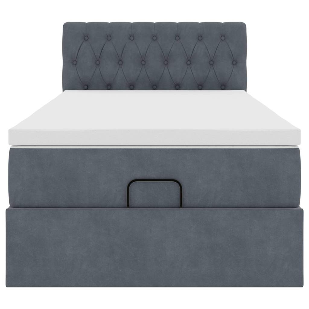 vidaXL Ottoman-Bett mit Matratze Dunkelgrau 80x200 cm Samt