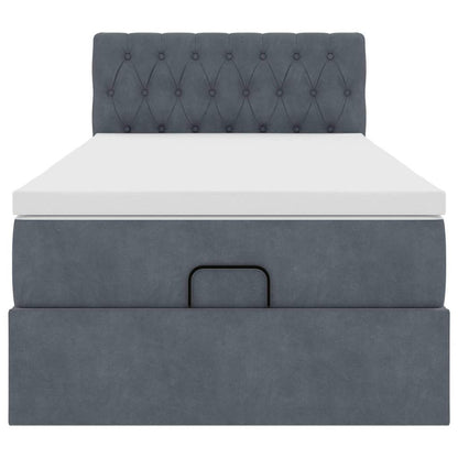 vidaXL Ottoman-Bett mit Matratze Dunkelgrau 80x200 cm Samt