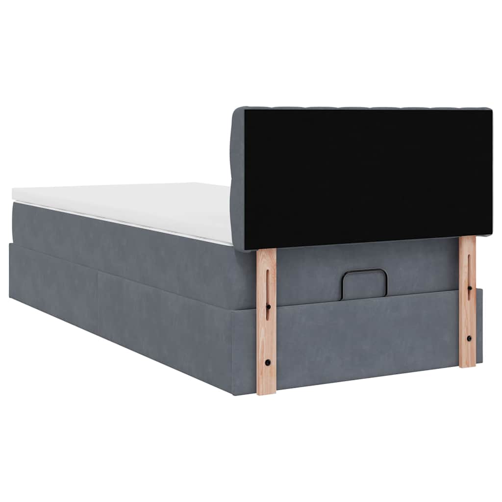 vidaXL Ottoman-Bett mit Matratze Dunkelgrau 80x200 cm Samt