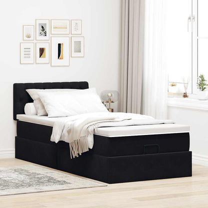 vidaXL Lit ottoman avec matelas Velours Noir 80x200 cm