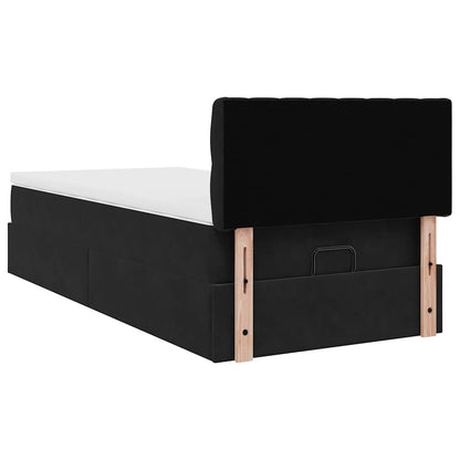 vidaXL Lit ottoman avec matelas Velours Noir 80x200 cm