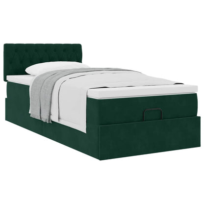 vidaXL Ottoman-Bett mit Matratze Dunkelgrün 80x200 cm Samt