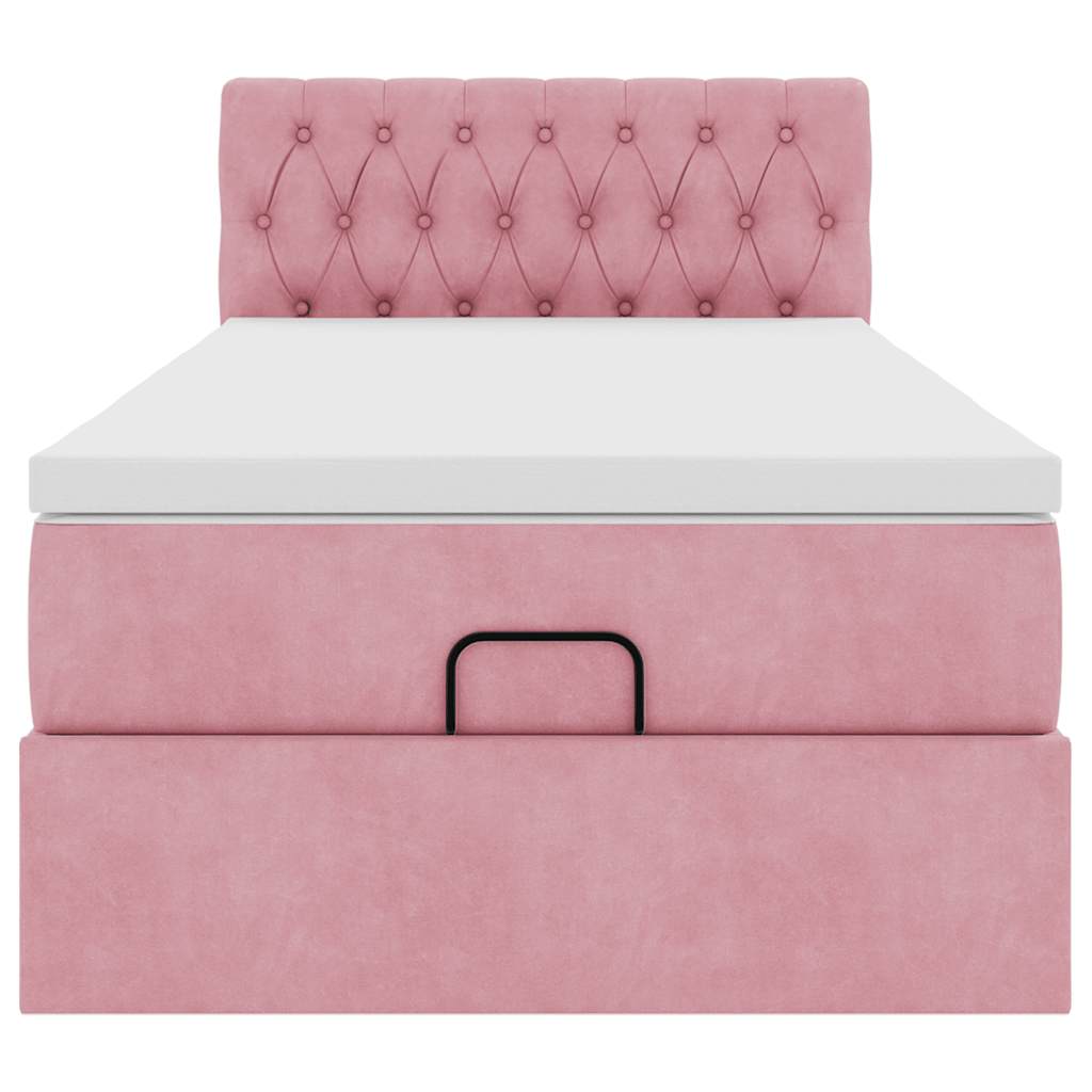 vidaXL Ottoman-Bett mit Matratze Rosa 80x200 cm Samt