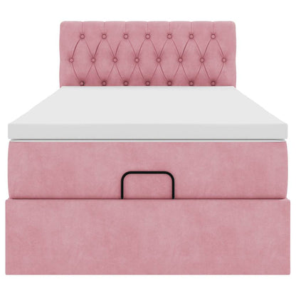 vidaXL Ottoman-Bett mit Matratze Rosa 80x200 cm Samt