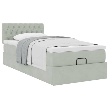 vidaXL Ottoman-Bett mit Matratze Hellgrau 90x190 cm Samt