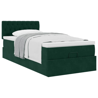 vidaXL Lit coffre avec matelas Vert foncé 90x190 cm Velours
