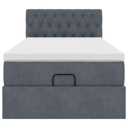 Ottoman-Bett mit Matratze Dunkelgrau 90x200 cm Samt