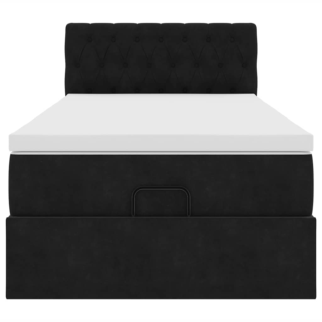 vidaXL Ottoman-Bett mit Matratze Schwarz 90x200 cm Samt