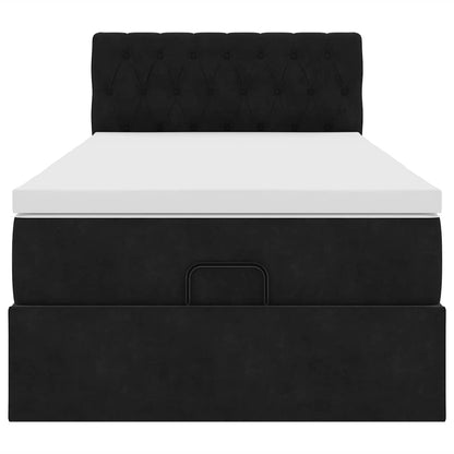 vidaXL Ottoman-Bett mit Matratze Schwarz 90x200 cm Samt