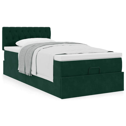 vidaXL Ottoman-Bett mit Matratze Dunkelgrün 90x200 cm Samt