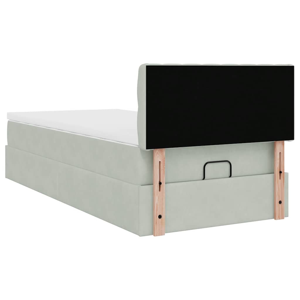 vidaXL Ottoman-Bett mit Matratze Hellgrau 100x200 cm Samt