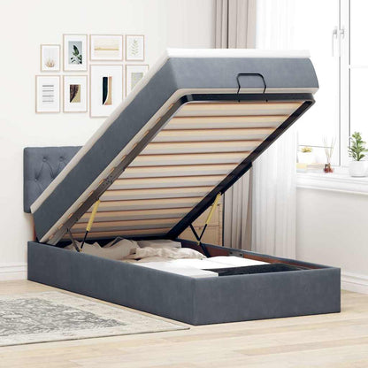 vidaXL Ottoman-Bett mit Matratze Dunkelgrau 100x200 cm Samt
