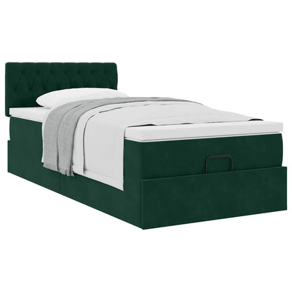 vidaXL Lit-coffre avec matelas Vert foncé 100x200 cm Velours
