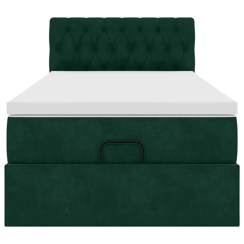 vidaXL Lit-coffre avec matelas Vert foncé 100x200 cm Velours