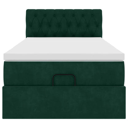 vidaXL Lit-coffre avec matelas Vert foncé 100x200 cm Velours