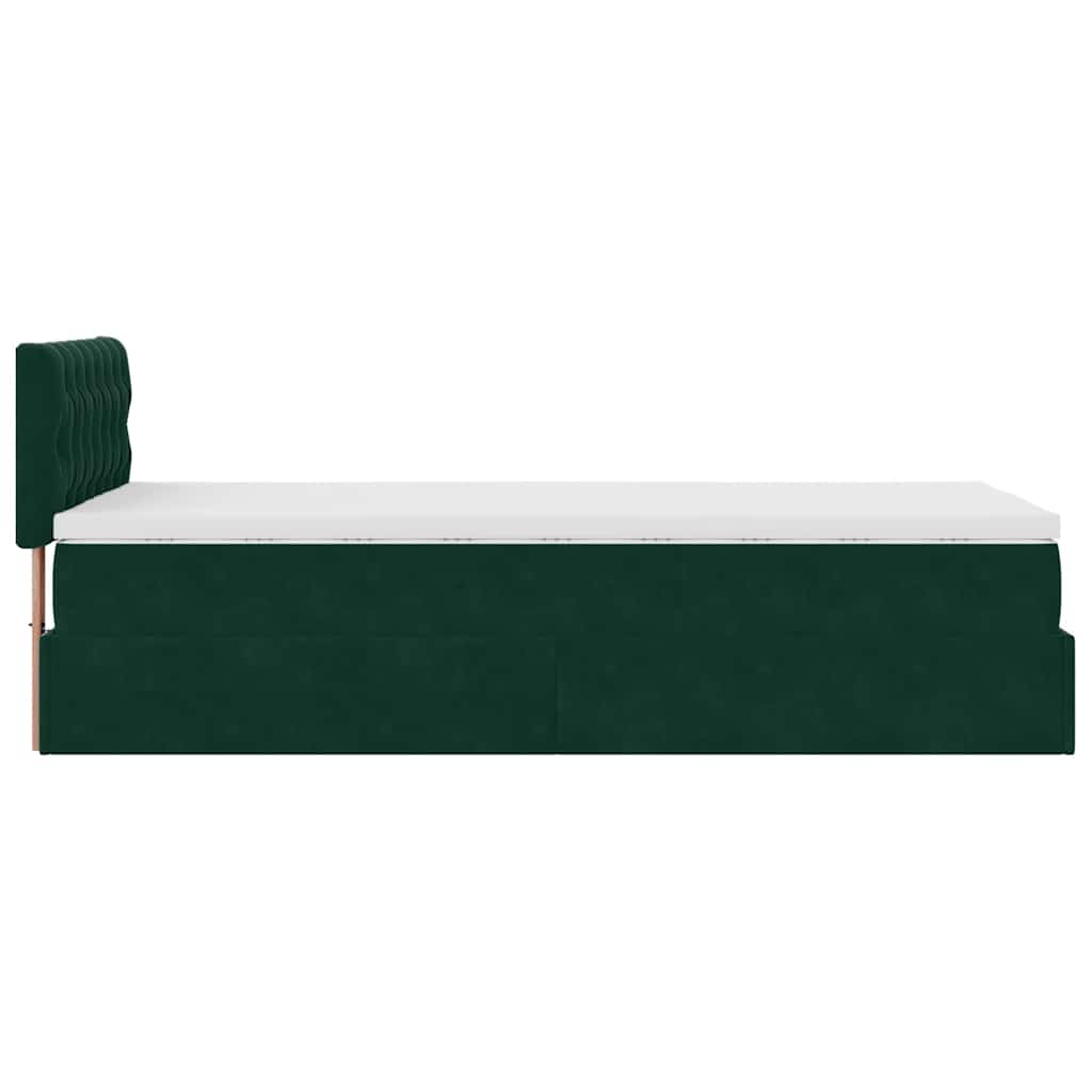 vidaXL Lit-coffre avec matelas Vert foncé 100x200 cm Velours