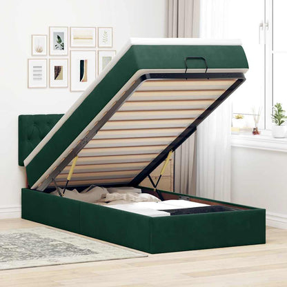 vidaXL Lit-coffre avec matelas Vert foncé 100x200 cm Velours