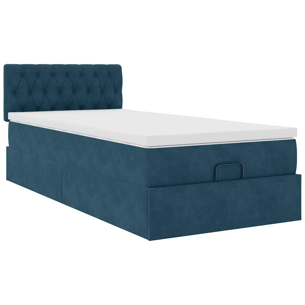vidaXL Ottoman-Bett mit Matratze Dunkelblau 100x200 cm Samt