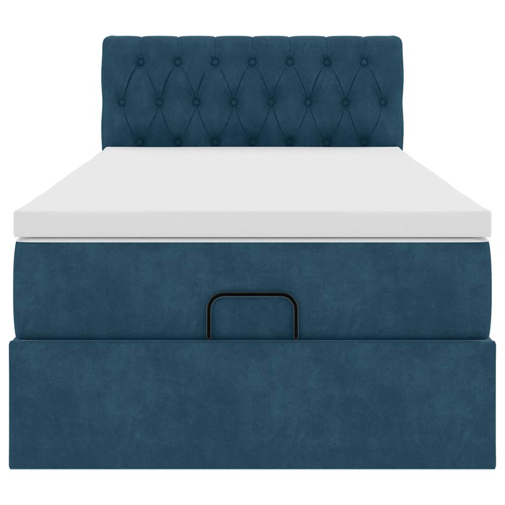 vidaXL Ottoman-Bett mit Matratze Dunkelblau 100x200 cm Samt