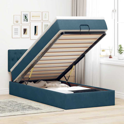 vidaXL Ottoman-Bett mit Matratze Dunkelblau 100x200 cm Samt