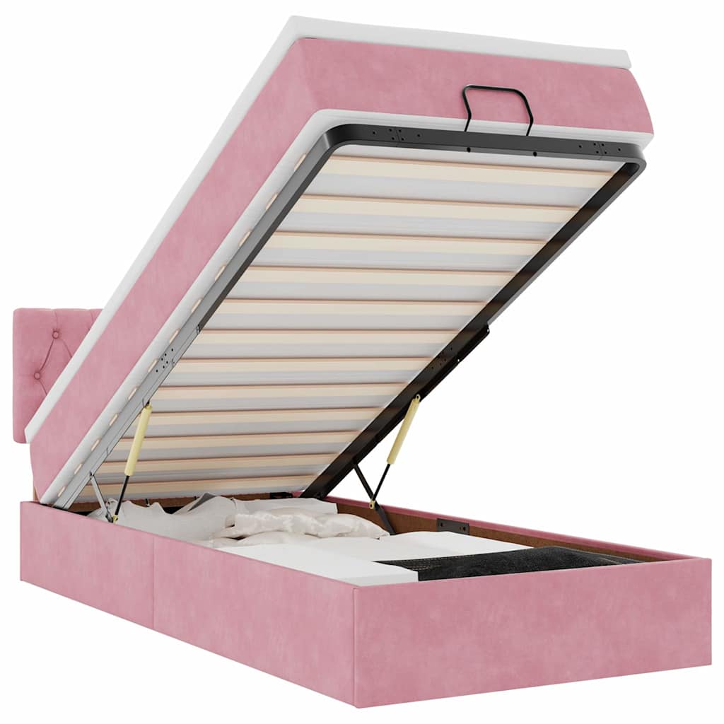 vidaXL Ottoman-Bett mit Matratze Rosa 100x200 cm Samt
