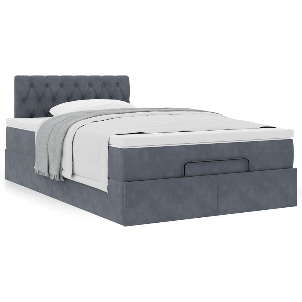 vidaXL Ottoman-Bett mit Matratze Dunkelgrau 120x190 cm Samt