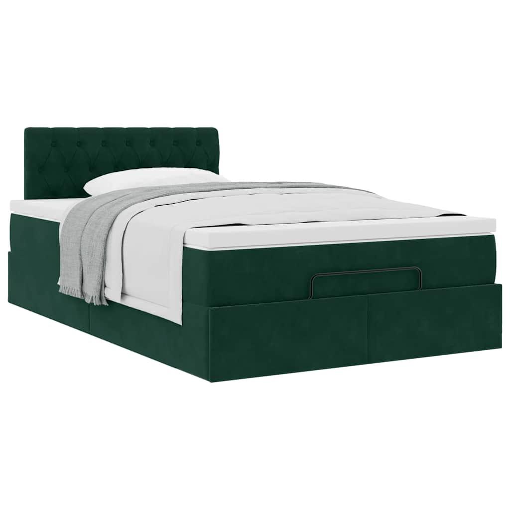 vidaXL Ottoman-Bett mit Matratze Dunkelgrün 120x190 cm Samt