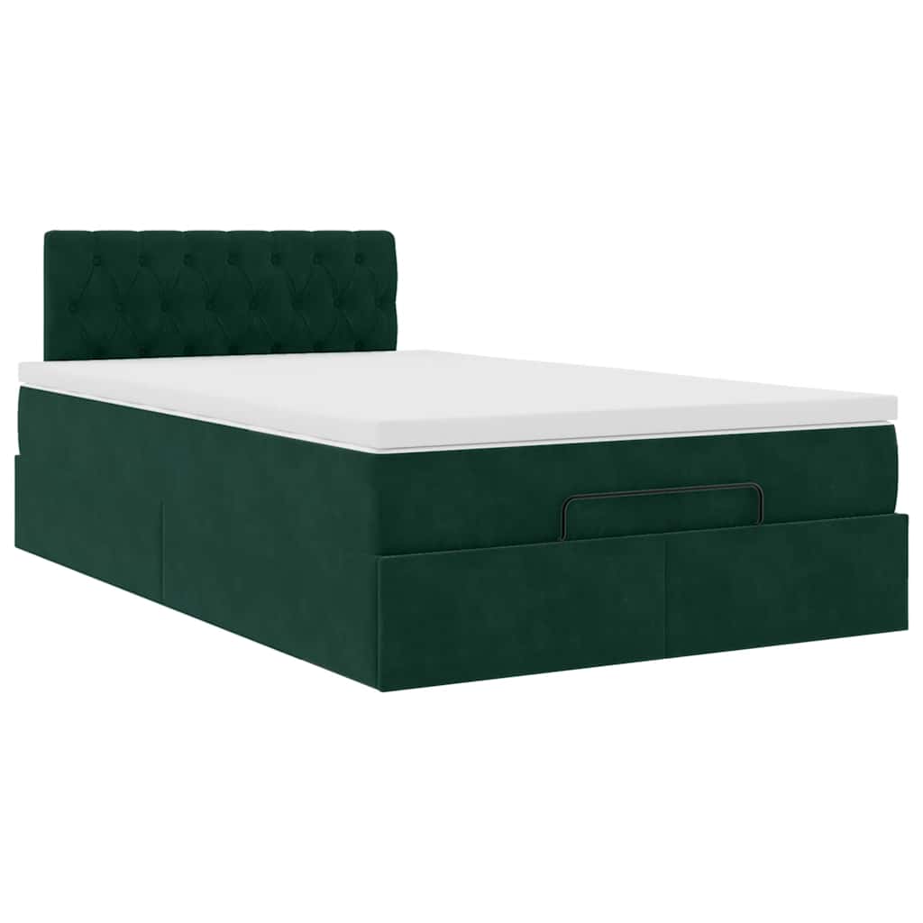 vidaXL Ottoman-Bett mit Matratze Dunkelgrün 120x190 cm Samt