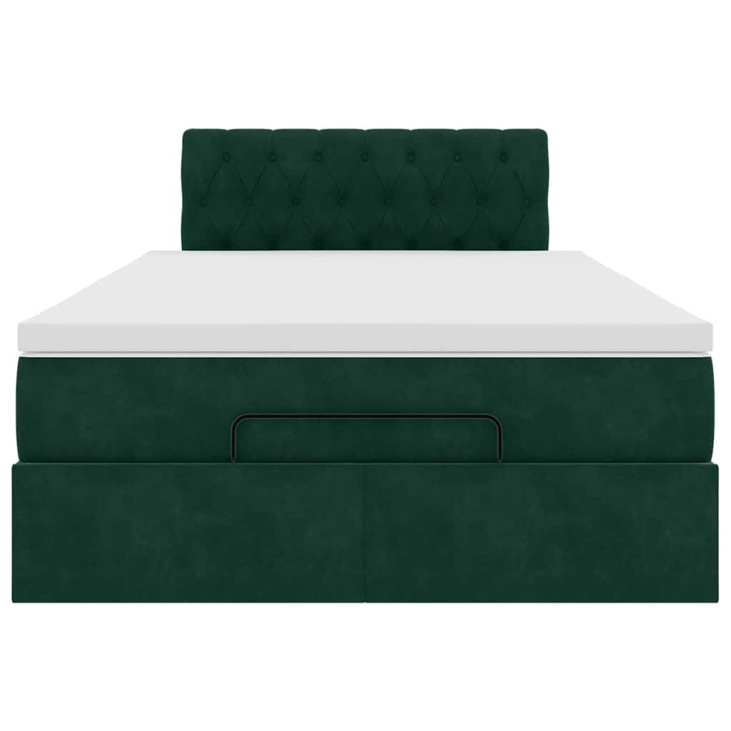 vidaXL Ottoman-Bett mit Matratze Dunkelgrün 120x190 cm Samt