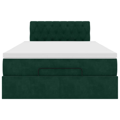 vidaXL Ottoman-Bett mit Matratze Dunkelgrün 120x190 cm Samt