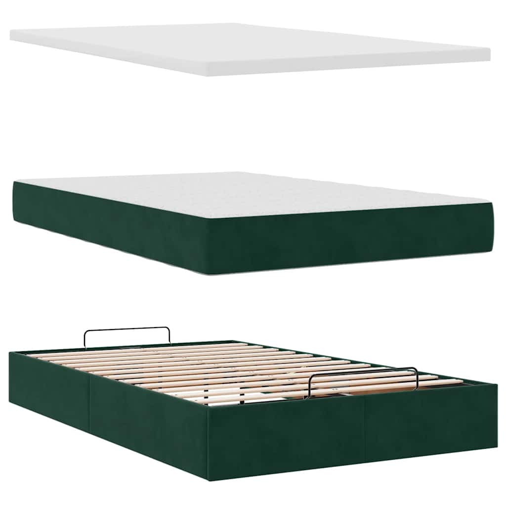 vidaXL Ottoman-Bett mit Matratze Dunkelgrün 120x190 cm Samt