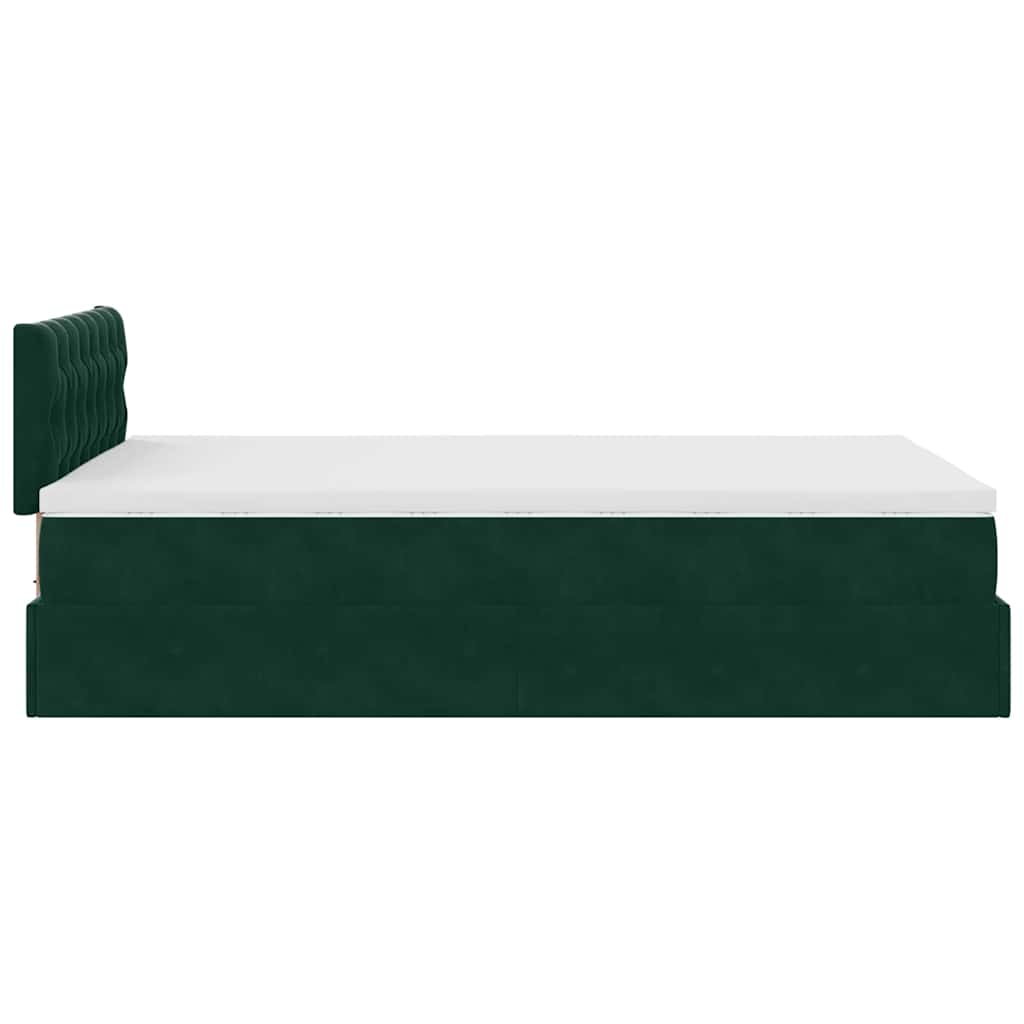 vidaXL Ottoman-Bett mit Matratze Dunkelgrün 120x190 cm Samt