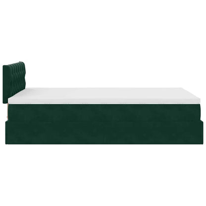 vidaXL Ottoman-Bett mit Matratze Dunkelgrün 120x190 cm Samt